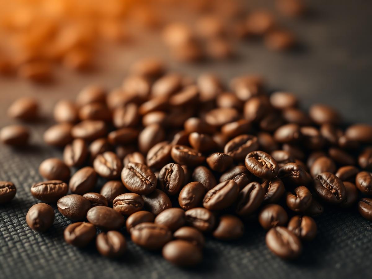 Granos de café colombiano arábica tostado en la Patagonia