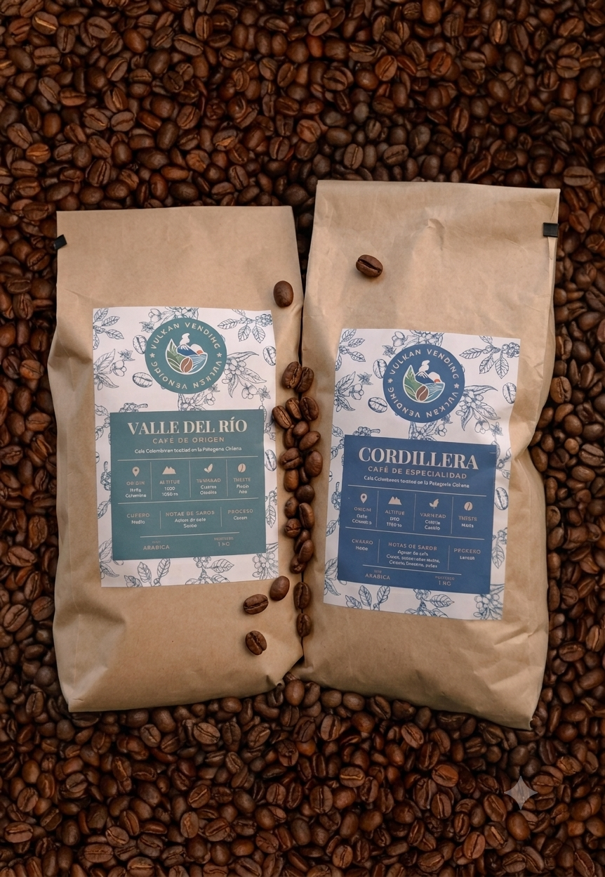 Empaques de café Vulkan Vending: Valle del Río y Cordillera